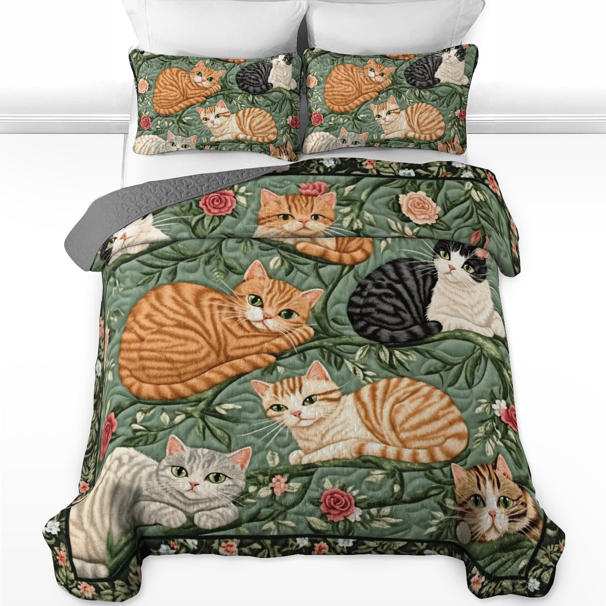 Shineful All Season Quilt 3-Piece Set - Cozy Cat