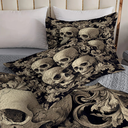 Shineful All Season Quilt 3-Piece Set - Mystic Skull Baroque