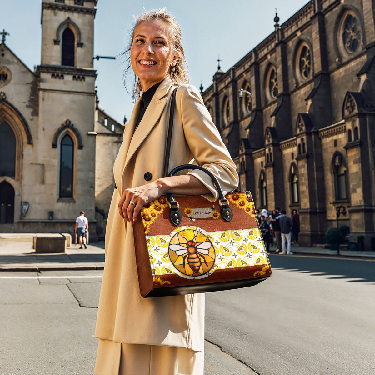 Sac en cuir brillant Bee Sunflower Sac en cuir Shineful Bee Sunshine