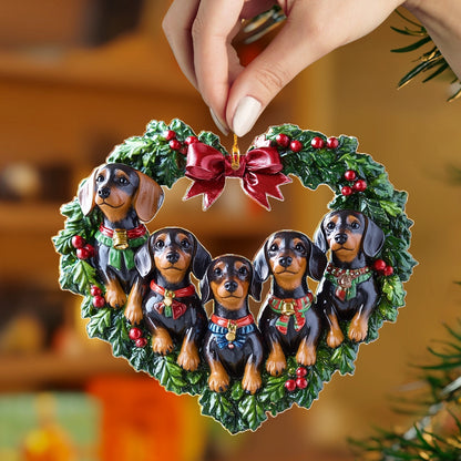 Shineful 2D Acrylic Ornament Dachshund Family Christmas Wreath