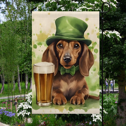 Shineful Garden Flag 12" x 18" Lucky Dachshund Cheers