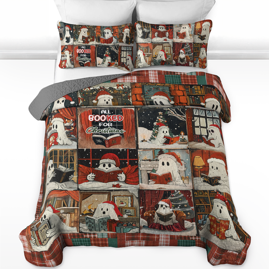 Shineful All Season Quilt 3-Piece Set Santa Bookish Boo