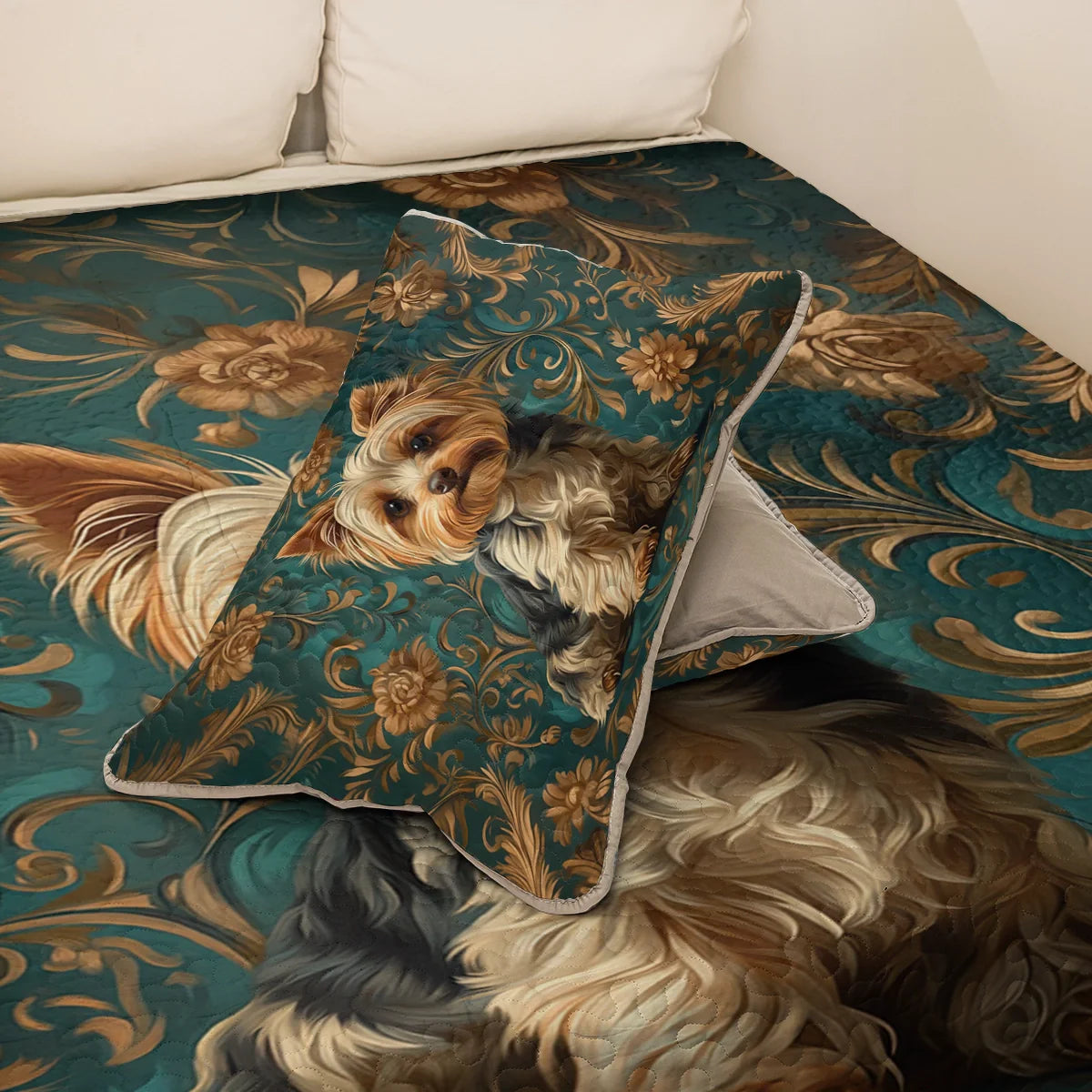 Shineful All Season Quilt 3-Piece Set Regal Yorkie Elegance