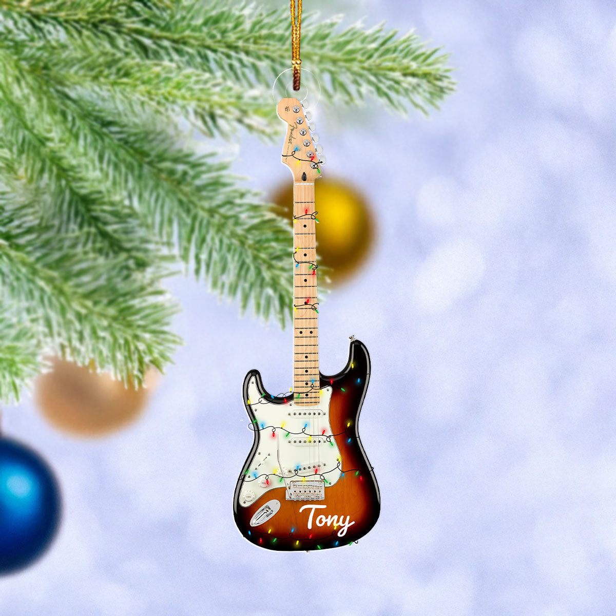 Glänzendes 2D-Ornament aus Acryl – personalisierte Kollektion für Linkshänder-E-Gitarren 