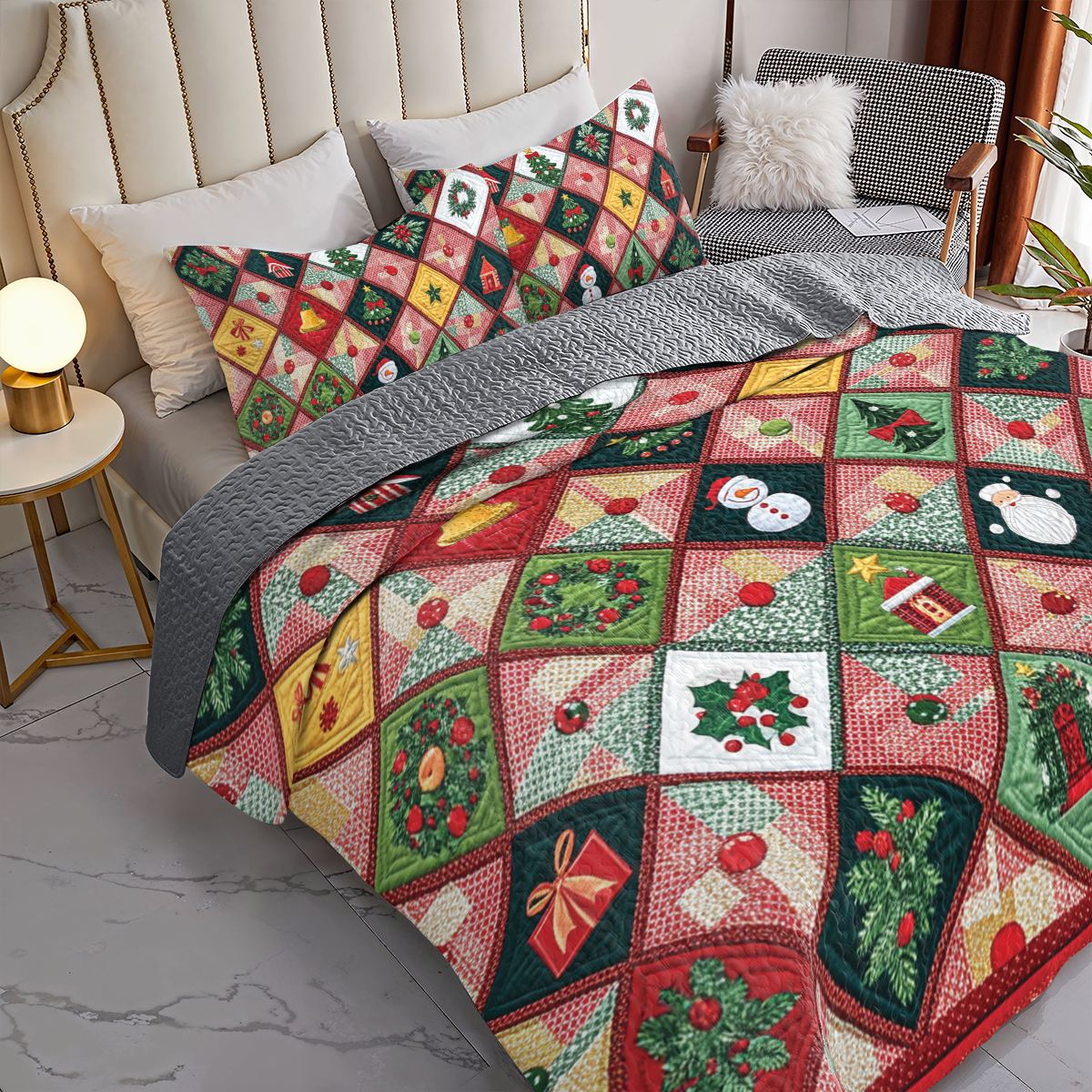 Shineful All Season Quilt 3-Piece Set - Festive Harmony Quilt