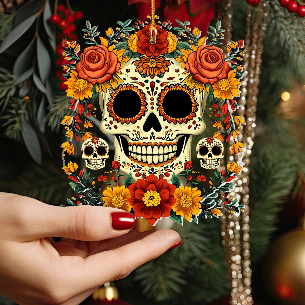 Shineful Acrylic Ornament Enchanted Floral Skull