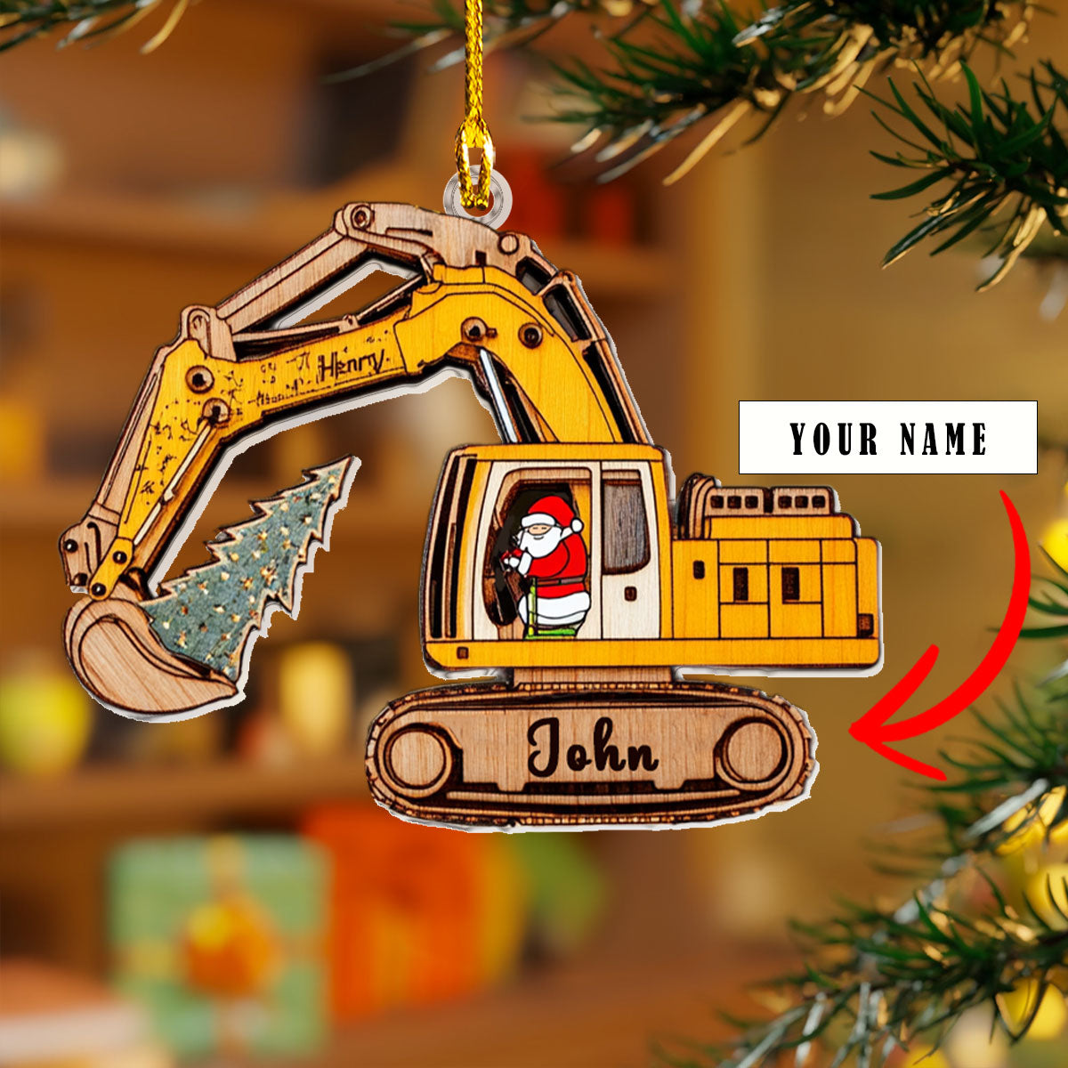 Shineful Acrylic Ornament Personalized Excavator Christmas