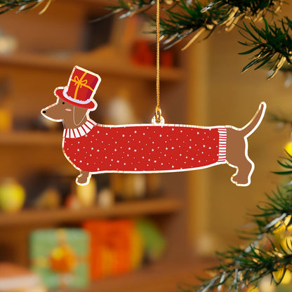 Shineful 2D Acrylic Ornament Dachshund Hohoho