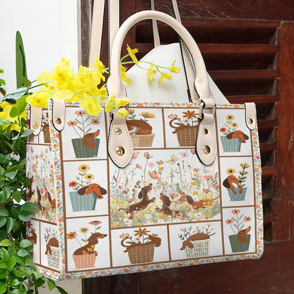 Shineful Leather Bag Flowers Dachshunds