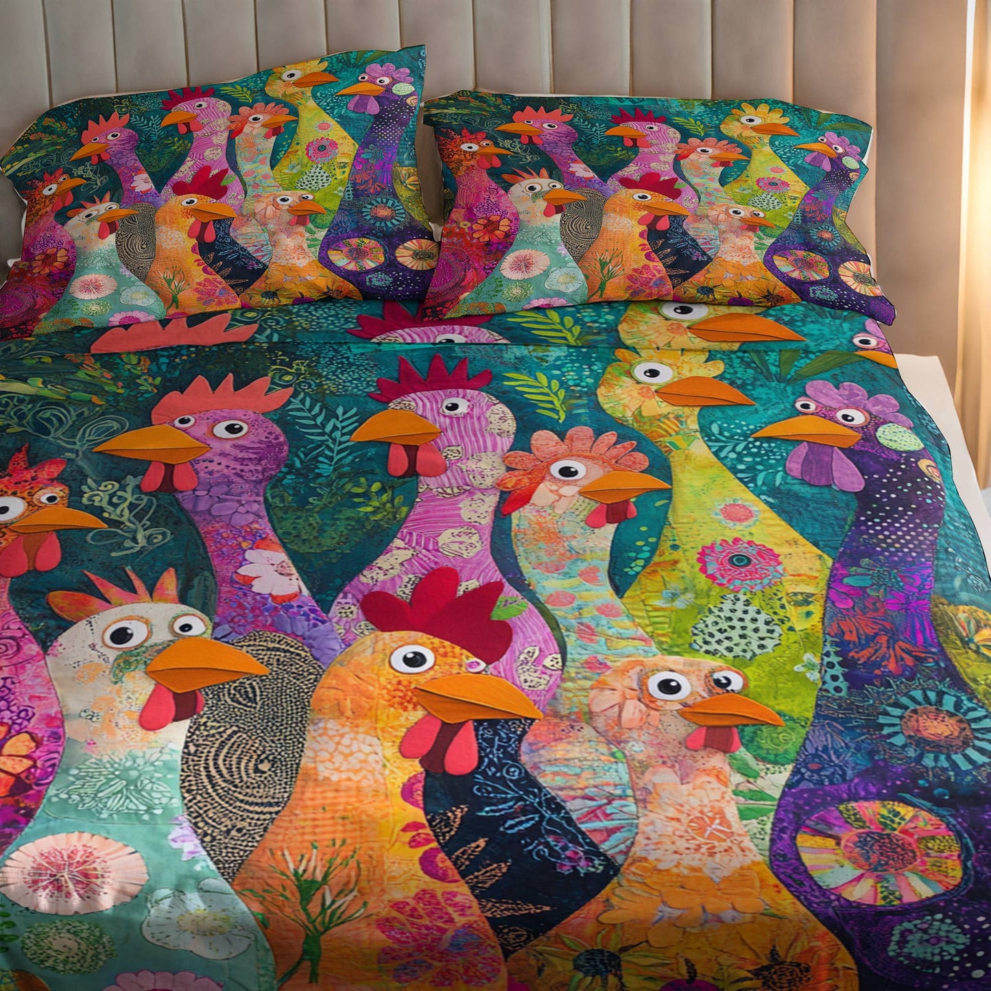 Shineful 4-Piece Bed Sheet Set Chicken Lady