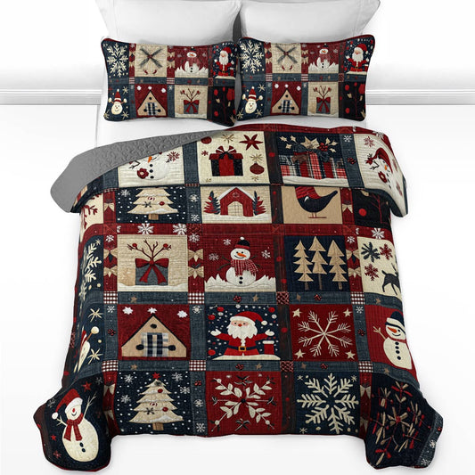 Shineful All Season Quilt 3-Piece Set Happy Christmas Wishes