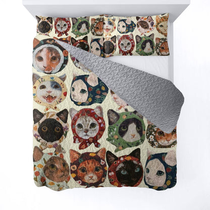 Shineful All Season Quilt 3-Piece Set Cat-tastic Collection