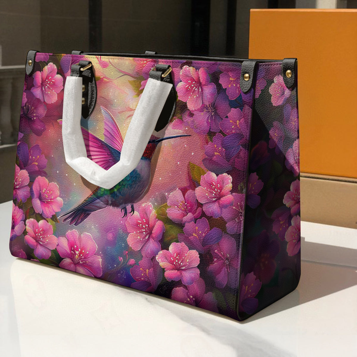 Shineful Leather Bag Blossom Hummingbird