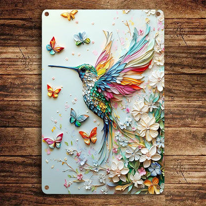 Shineful 2D Metal Sign Hummingbird Harmony