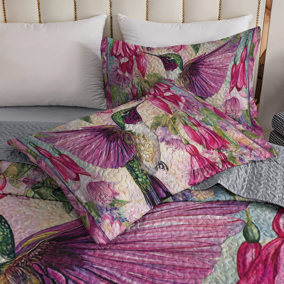 Shineful All Season Quilt 3-Piece Set Hummingbird Blossom