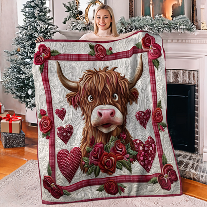 Shineful Fleece Blanket Valentine’s Highland Cow