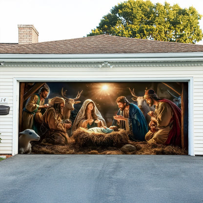 Shineful Garage Door Banner Decoration The Holy Family's Sacred Night
