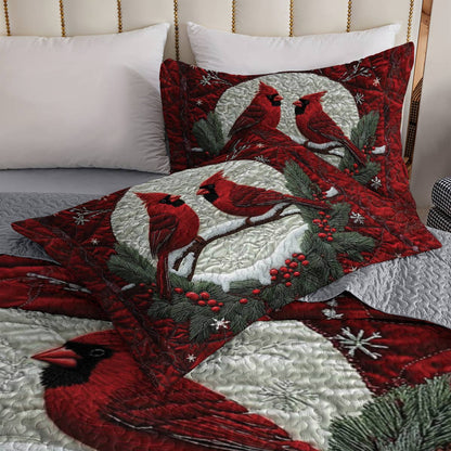 Shineful All Season Quilt 3-Piece Set Cardinal Couple