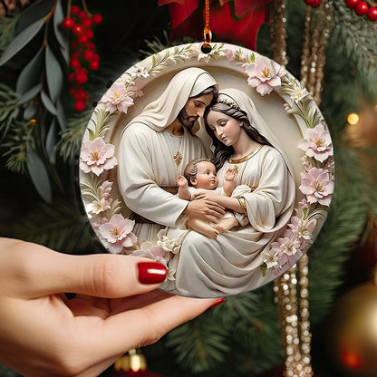 Shineful 2D Acrylic Ornament Holy Family Floral Wreath