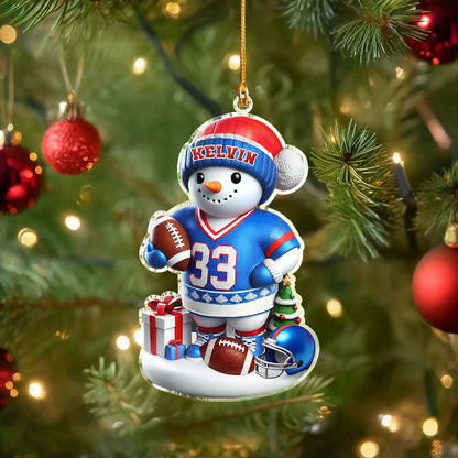 Shineful Personalized 2D Acrylic Ornament Snowmen Play Football