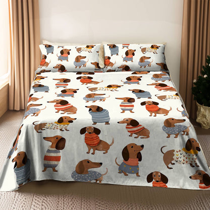 Shineful 4-Piece Bed Sheet Set Cuteness Overload Dachshunds