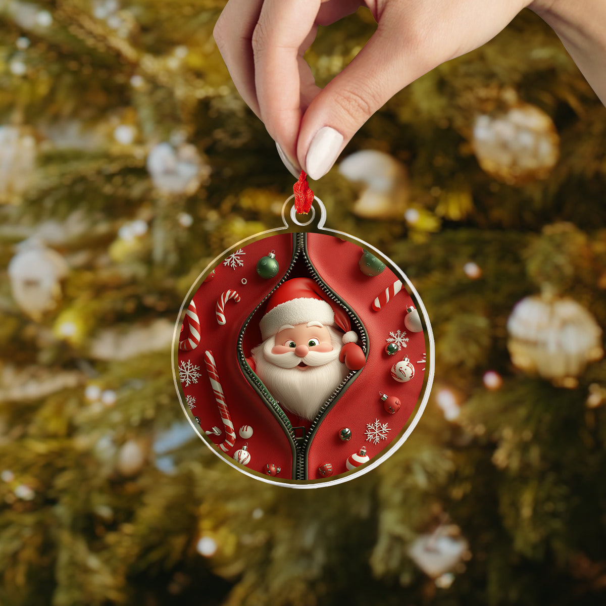 Shineful 2D Acrylic Ornament - Santa Surprise Christmas