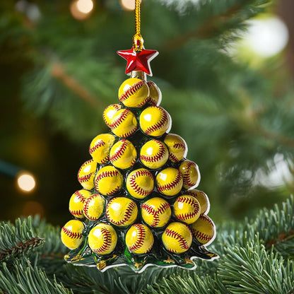 Shineful 2D Acrylic Ornament - Softball Christmas Tree