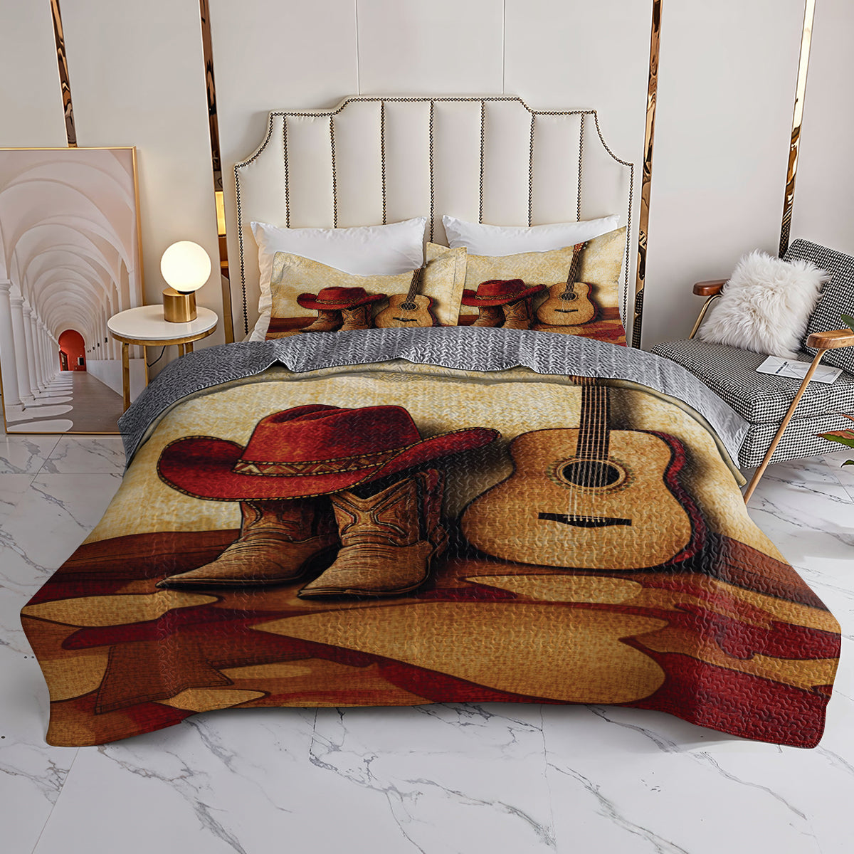 Shineful All Season Quilt 3-Piece Set Cowboy Music Soul