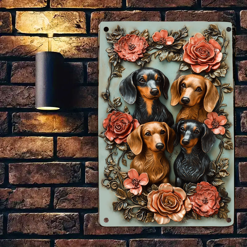 Shineful 2D Metal Sign Floral Dachshunds