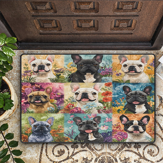 Shineful Ultra-Thin Non Skid Floor Mat, Kitchen Rugs French Bulldog Garden