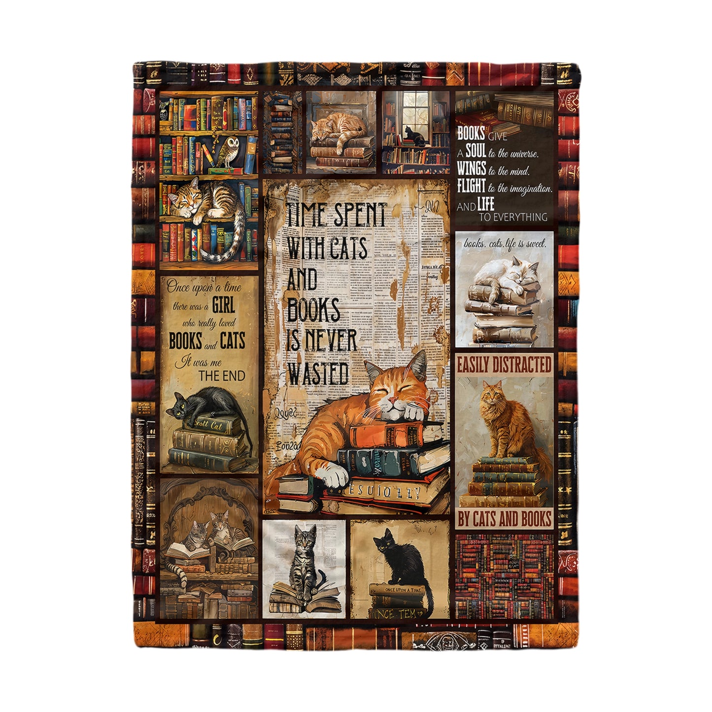 Shineful Fleece Blanket Purrfectly Literary Bookish Cat