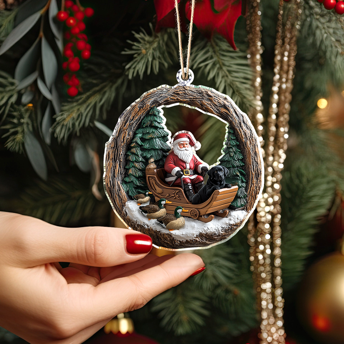 Shineful 2D Acrylic Ornament Santa Very Merry Hunt