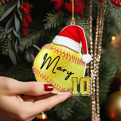 Shineful Personalized 2D Acrylic Ornament Glittering Softball