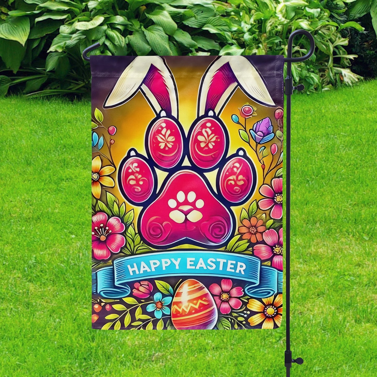 Shineful Garden Flag 12" x 18" Bunny Paws & Flowers