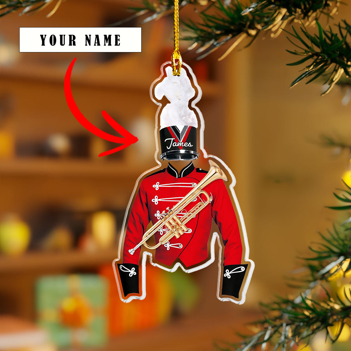 Glänzendes 2D-Acryl-Ornament – ​​personalisierte Marching Band Trompeten-Kollektion 