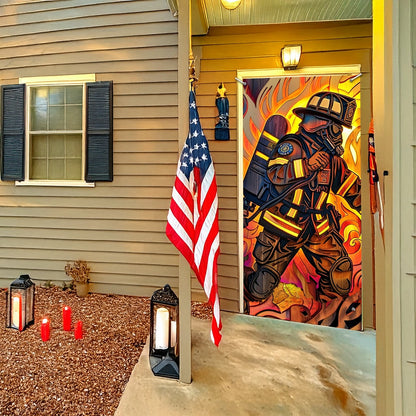 Shineful Door Cover -  Firefighter’s Heroic Entrance