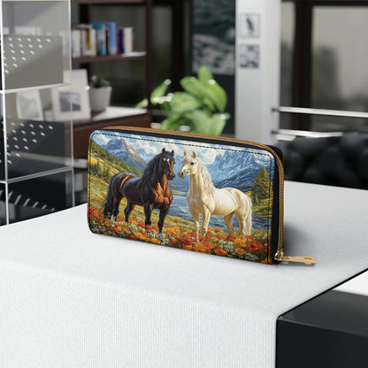 Shineful Leather Clutch Purse With Wristlet Strap Handle Majestic Meadow Bond