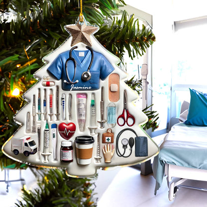 Shineful 2D Acrylic Ornament Personalized Nurse Christmas Tree