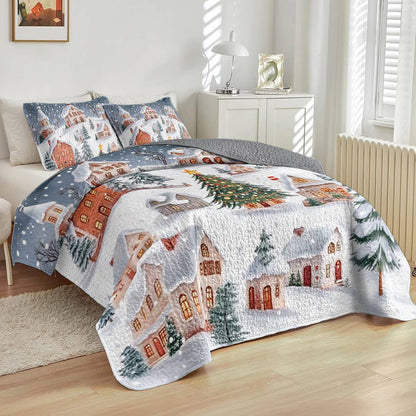 Shineful All Season Quilt 3-Piece Set Christmas Hometown Love