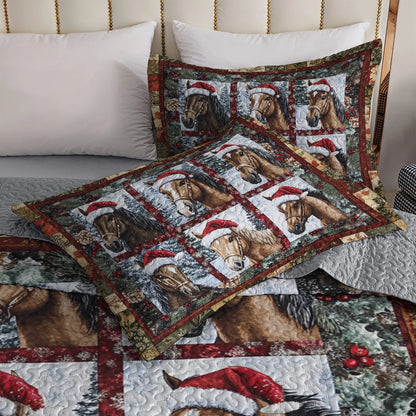 Shineful All Season Quilt 3-Piece Set - Equestrian Christmas