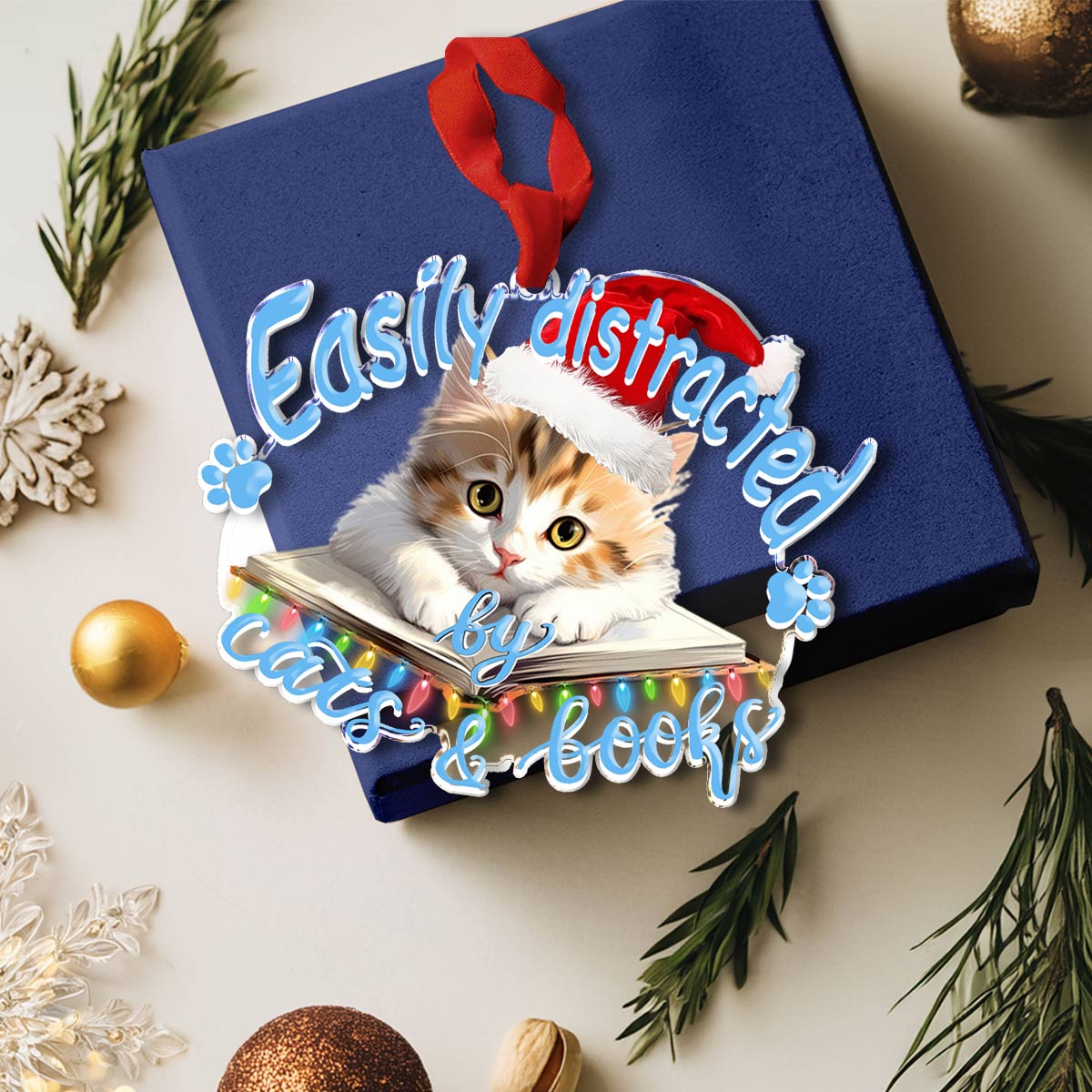 Shineful 2D Acrylic Ornament Cat & Book