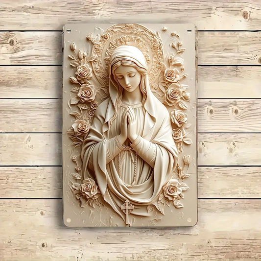 Shineful 2D Metal Sign Virgin Mary with Roses