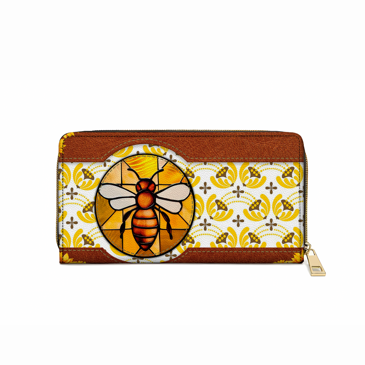 Shineful Leather Clutch Purse With Wristlet Strap Handle Bee Sunshine