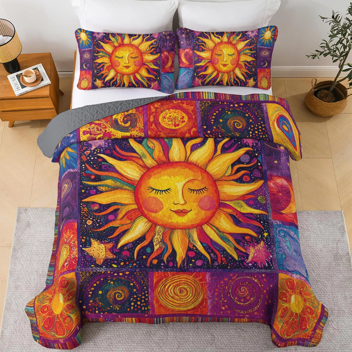 Ensemble de courtepointe toutes saisons Shineful 3 pièces Hippie Sunbeam Dreams