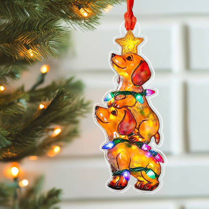 Shineful 2D Acrylic Ornament Dachshund Christmas