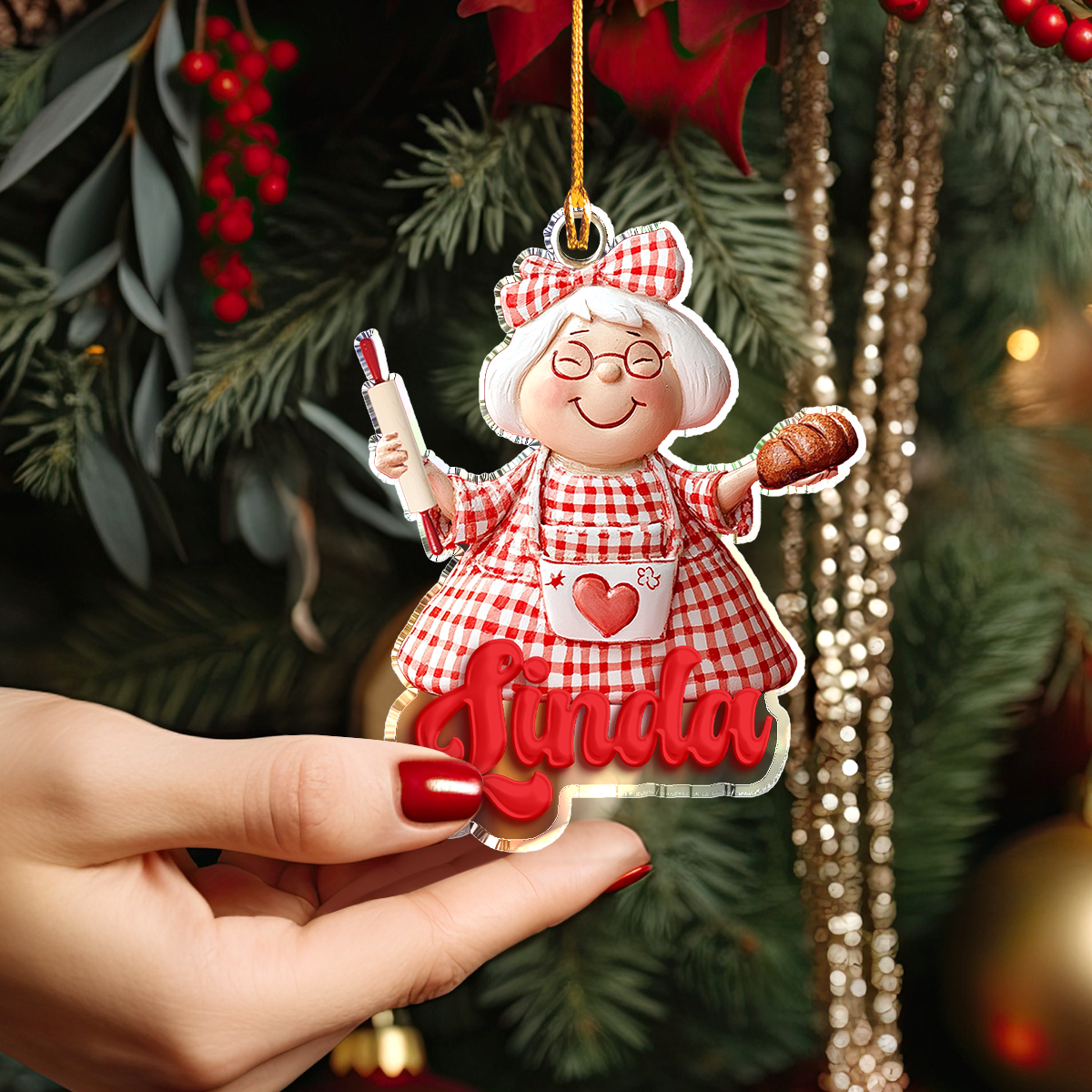 Shiny personalisierte 2D Acryl Ornament Granny Backen Liebe