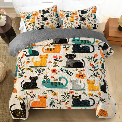 Shineful All Season Quilt 3-Piece Set - Purrfect Dreams Cat