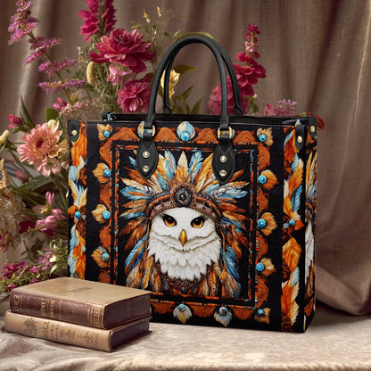 Sac en cuir brillant Tribal Owl Elegance