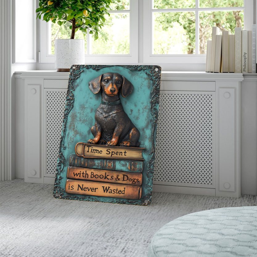 Shineful 2D Metal Sign Reading Pup