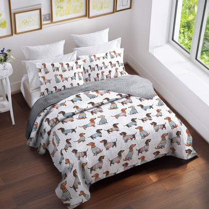 Shineful Quilt 3-Piece Set Playful Dachshunds